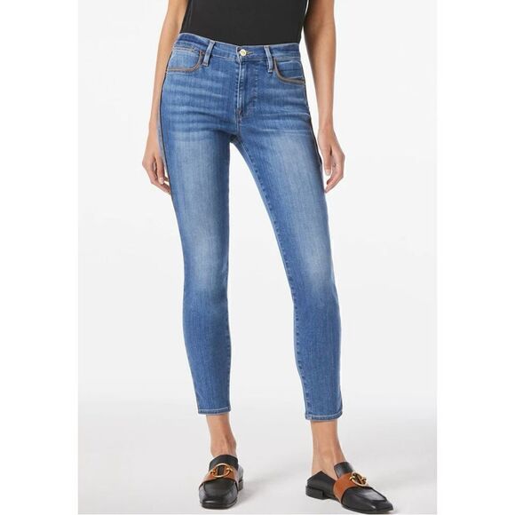 Frame Denim Le High Skinny Side Seam Piping Bonhill Jeans Blue Size 25 - Picture 1 of 14